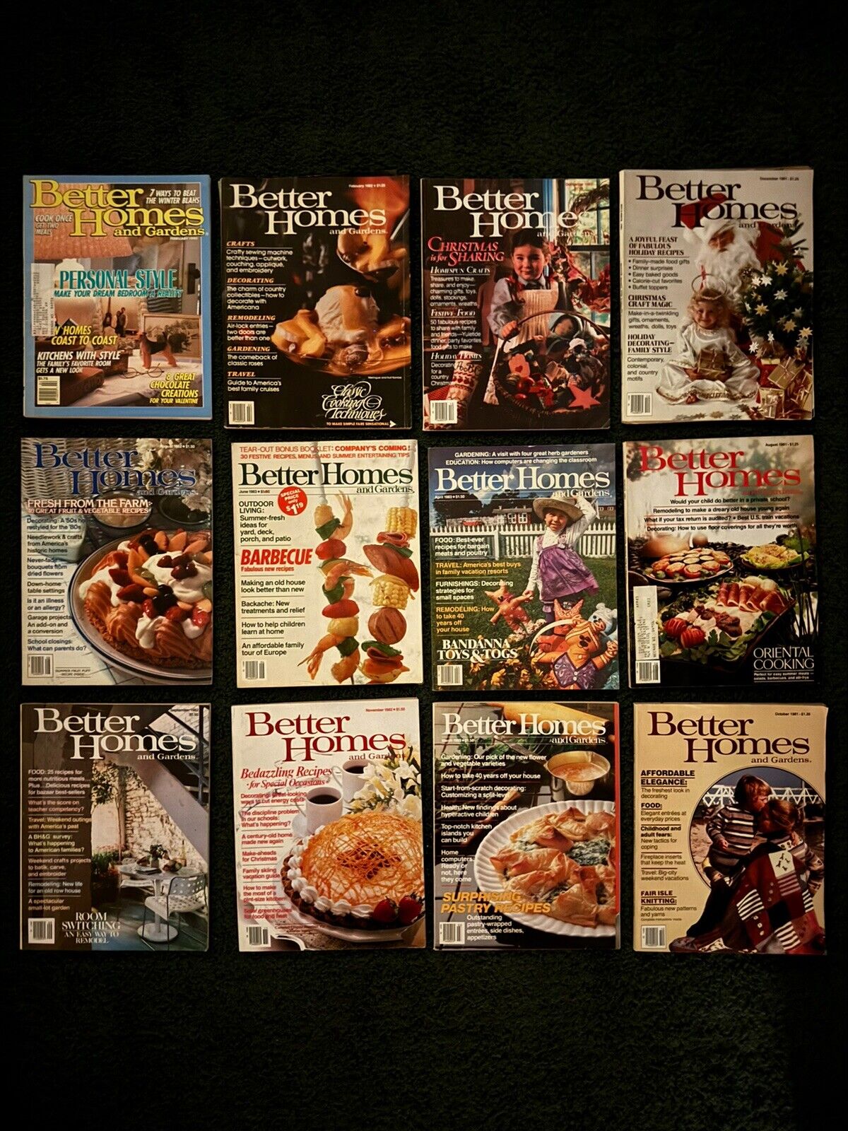 Vintage 1980's Better Homes and Gardens Magazines Lot of 12 Recipes - Adverising