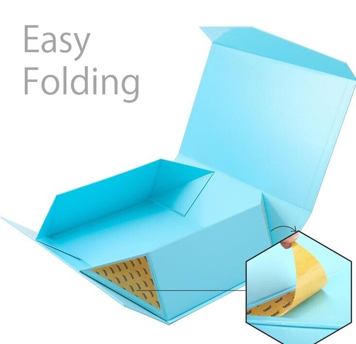 6 Gift Boxes 13.5X9X4.1 Large Gift Boxes w/ Magnetic Closer ~ Glossy Blue
