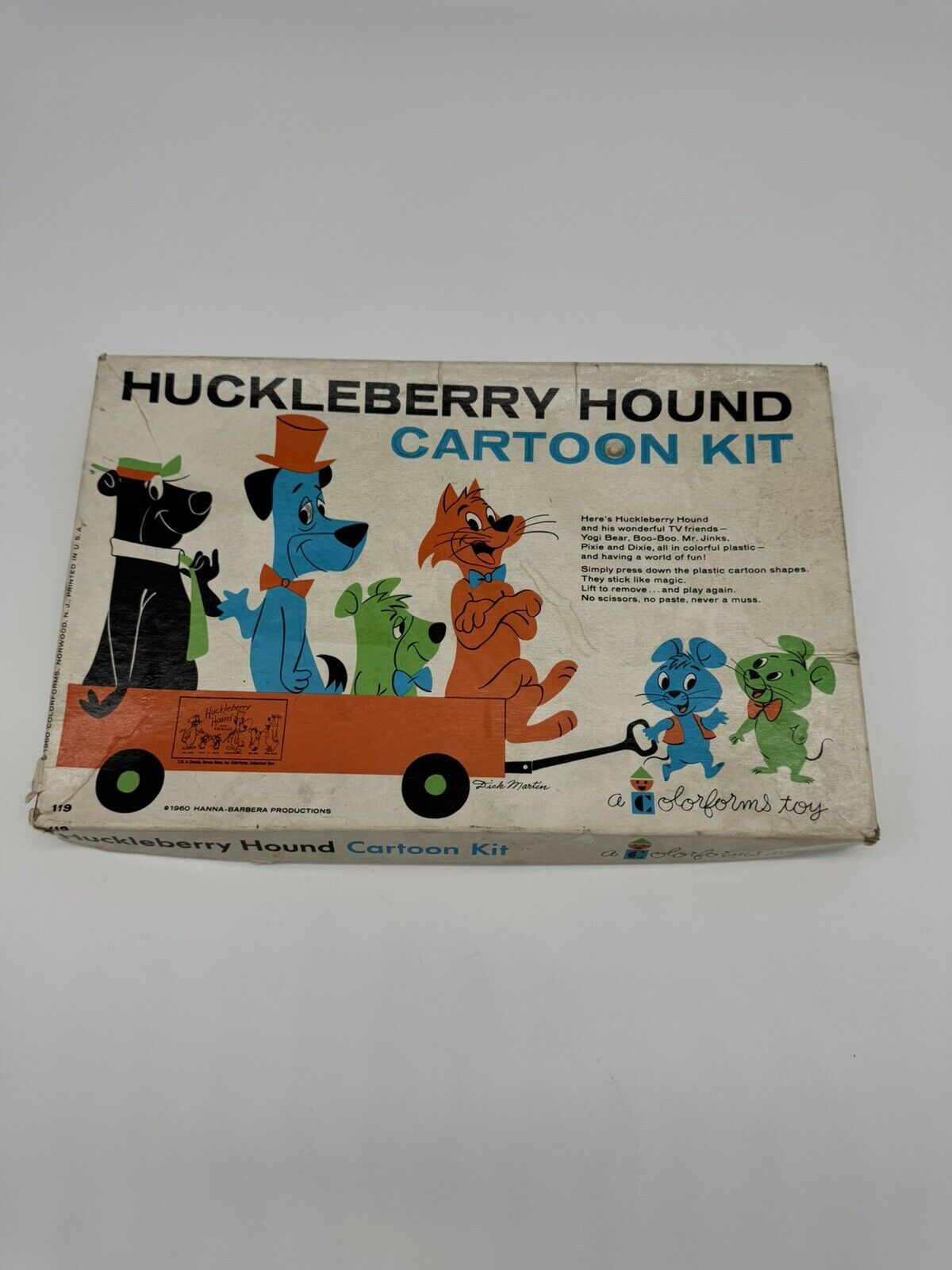 1960 Colorforms Toy Huckleberry Hound Cartoon kit Hanna-Barbera Productions