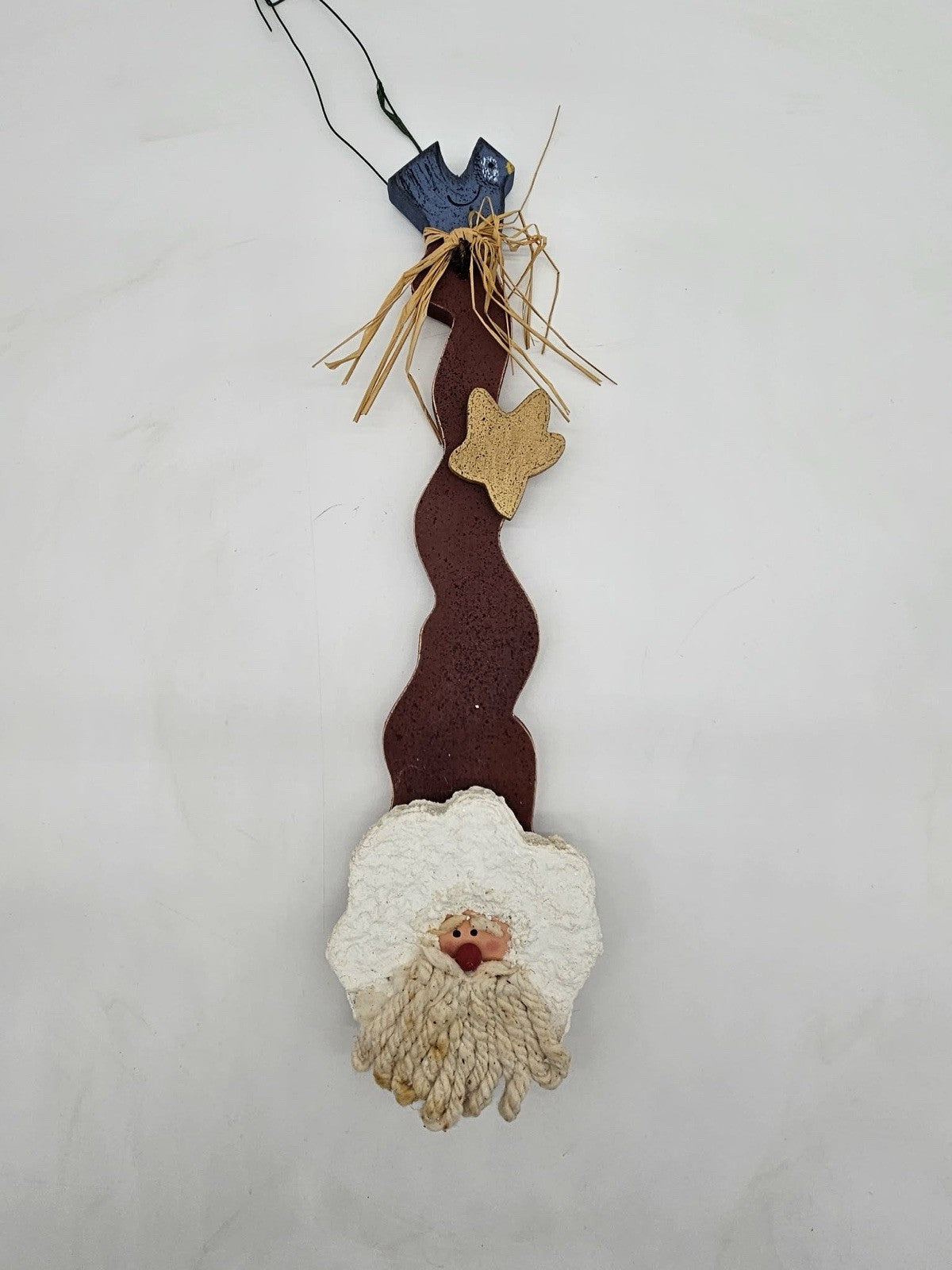 Rustic Handmade Santa Christmas Ornament Wall or Door Hanging