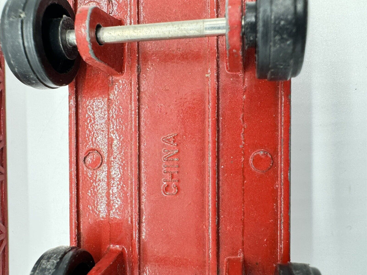 (2) Tootsie Toy Red Farm Trailer Diecast Metal 1/64 ~ One Handle Broken