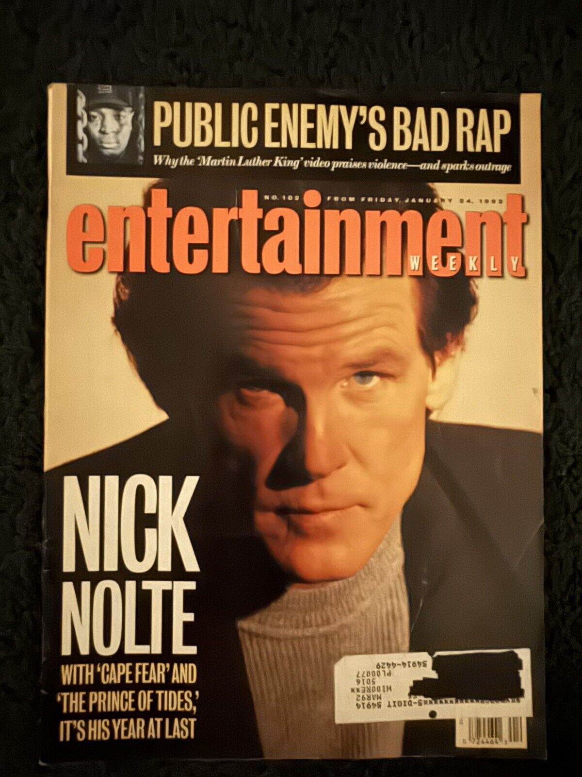 Vintage 1992 Jan. 24 Entertainment Weekly Magazine, Nick Nolte With “Cape Fear”