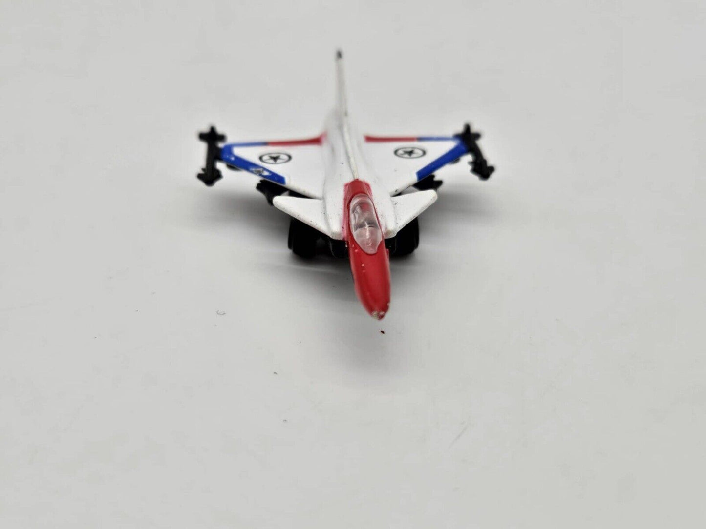 6006 MILITARY FIGHTER JET WHITE RED BLUE DIECAST 2 1/2" PLANE W MISSILES - CHINA