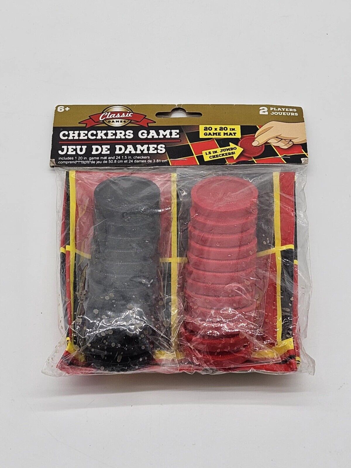 2 CLASSIC CHECKERS GAMES INCLUDES 1 BOARD 24 CHECKERS 20" SQUARE GAME MAT NIP