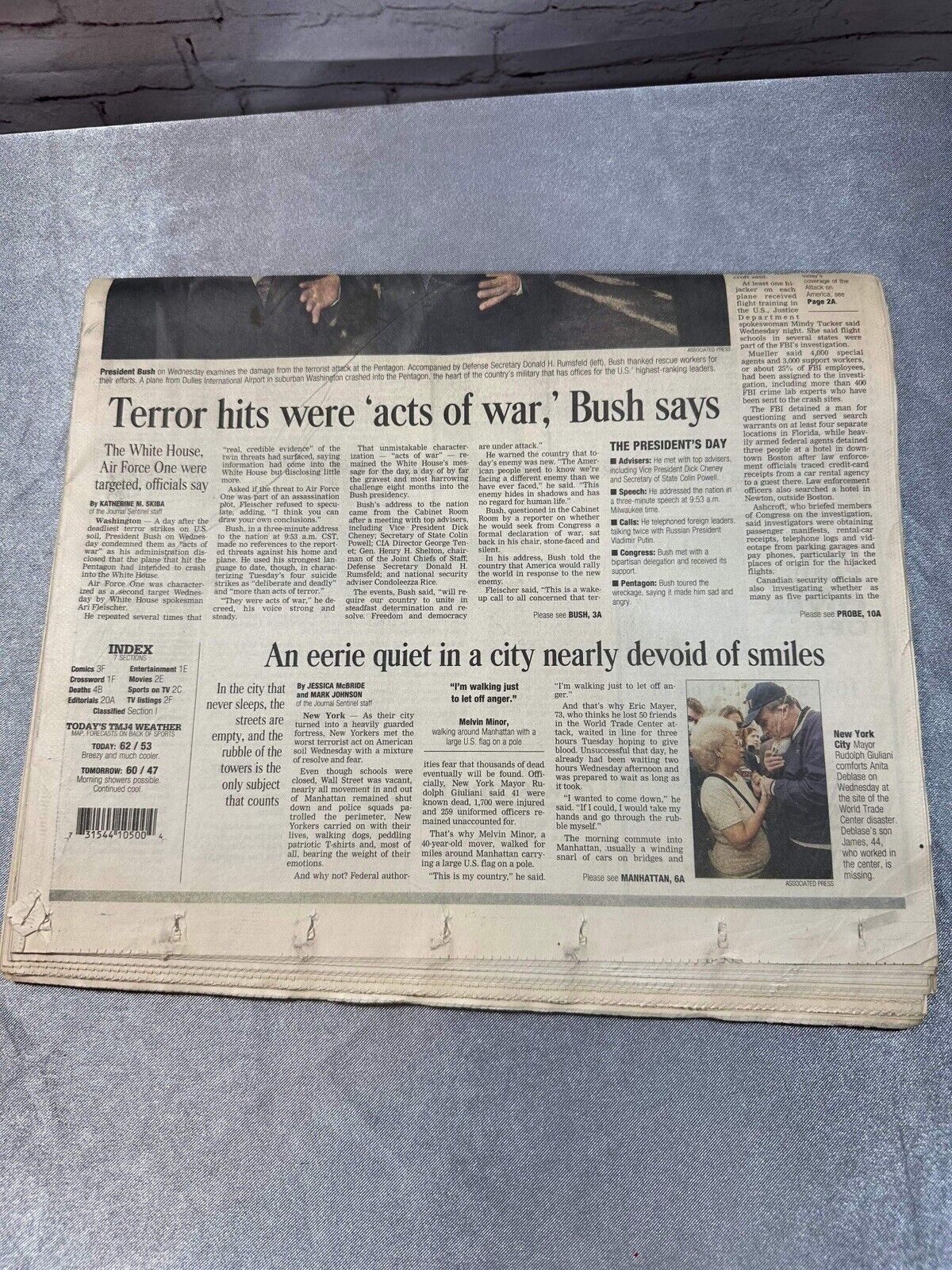 September 11th 9/11 2001 Vintage Newspaper LOT U.S. Attacked TNO