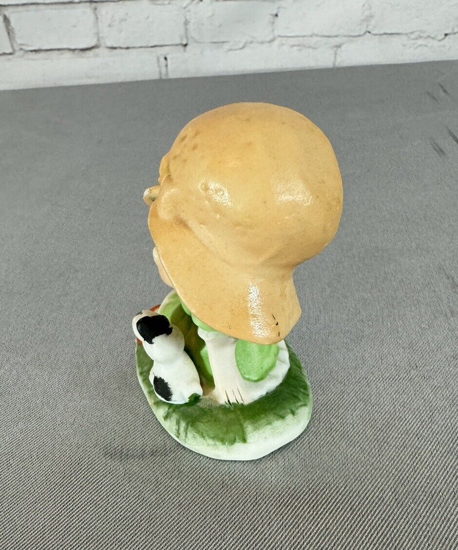 Adorable Vintage  Dog  / Small Figurine Girl  2 3/4 "