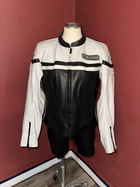 Alpinestars Stella Womens White/Black Leather Motorcycle Jacket ~ Sz Small
