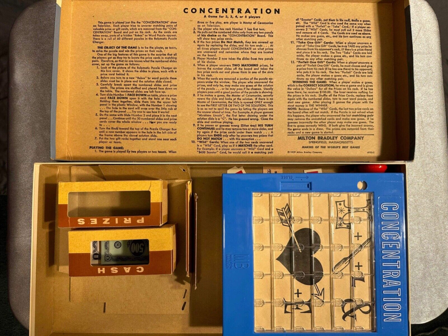 Milton Bradley Org Concentration Board Game MCM 5th Edition 1962 #4950 VGM