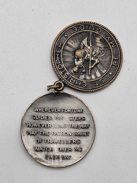 Vintage Sterling St Christopher Medal M De Jean Sterling