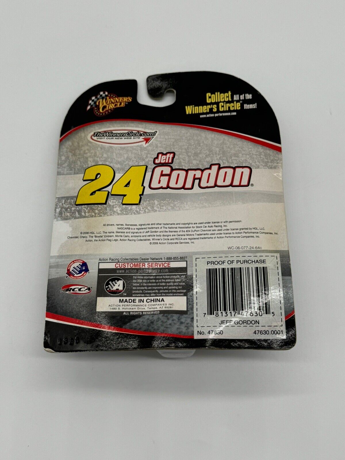 Jeff Gordon # 24 NASCAR With Hood Magnet Winners Circle 1/64 Scale Diecast