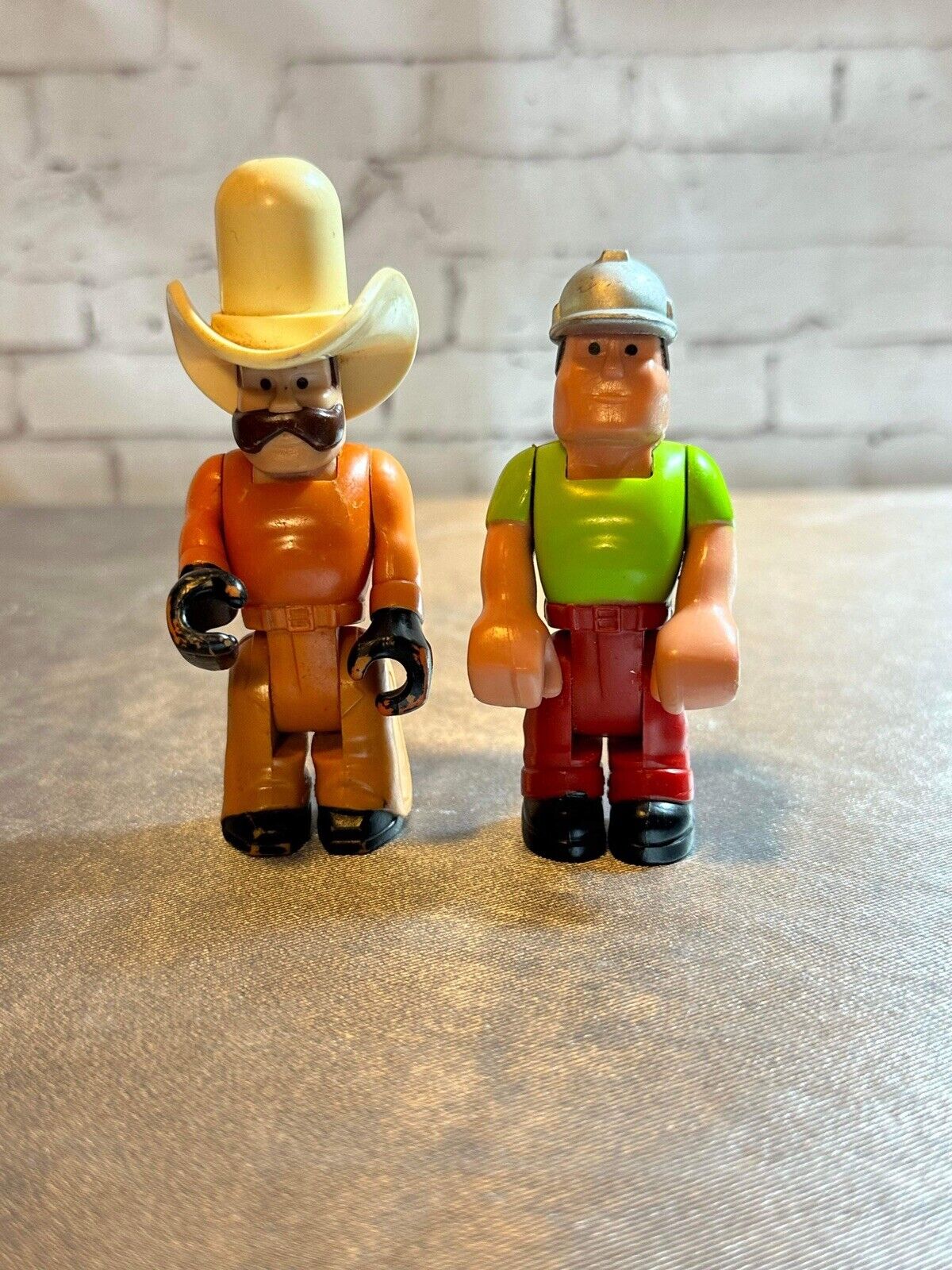 Vtg Fisher Price Husky Helpers Construction Worker & Cowboy VTY