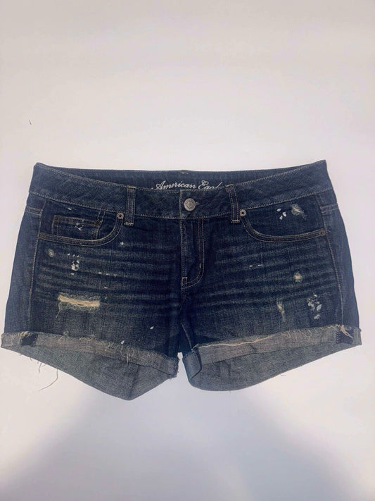 American Eagle Denim Short Shorts Women’s Size 8 Distressed & Cuffed Low Rise