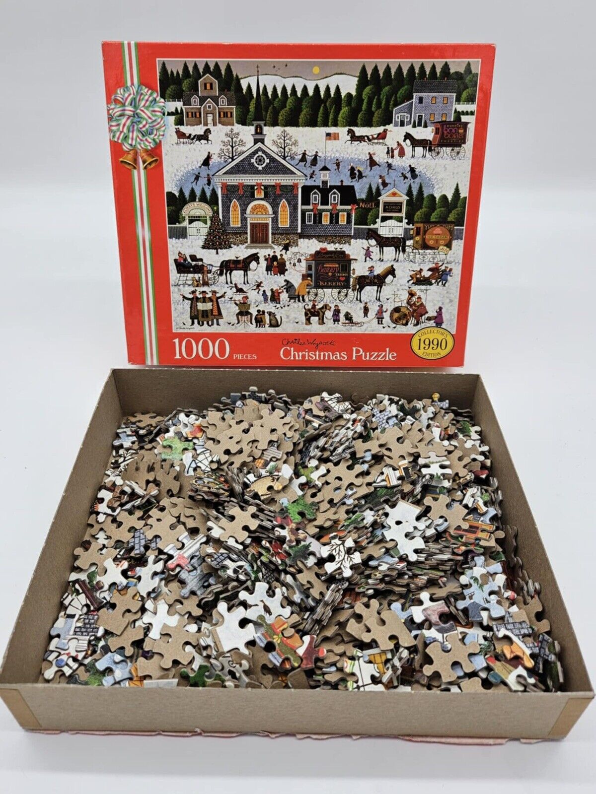 1989 Charles Wysocki's CHURCHYARD CHRISTMAS #4065 1000pc Puzzle COMPLETE