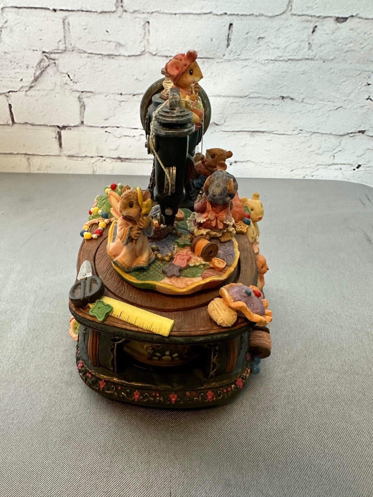 Mice Playing on Sewing Machine Music Box - Plays “We’ve Only Just Began” VFG