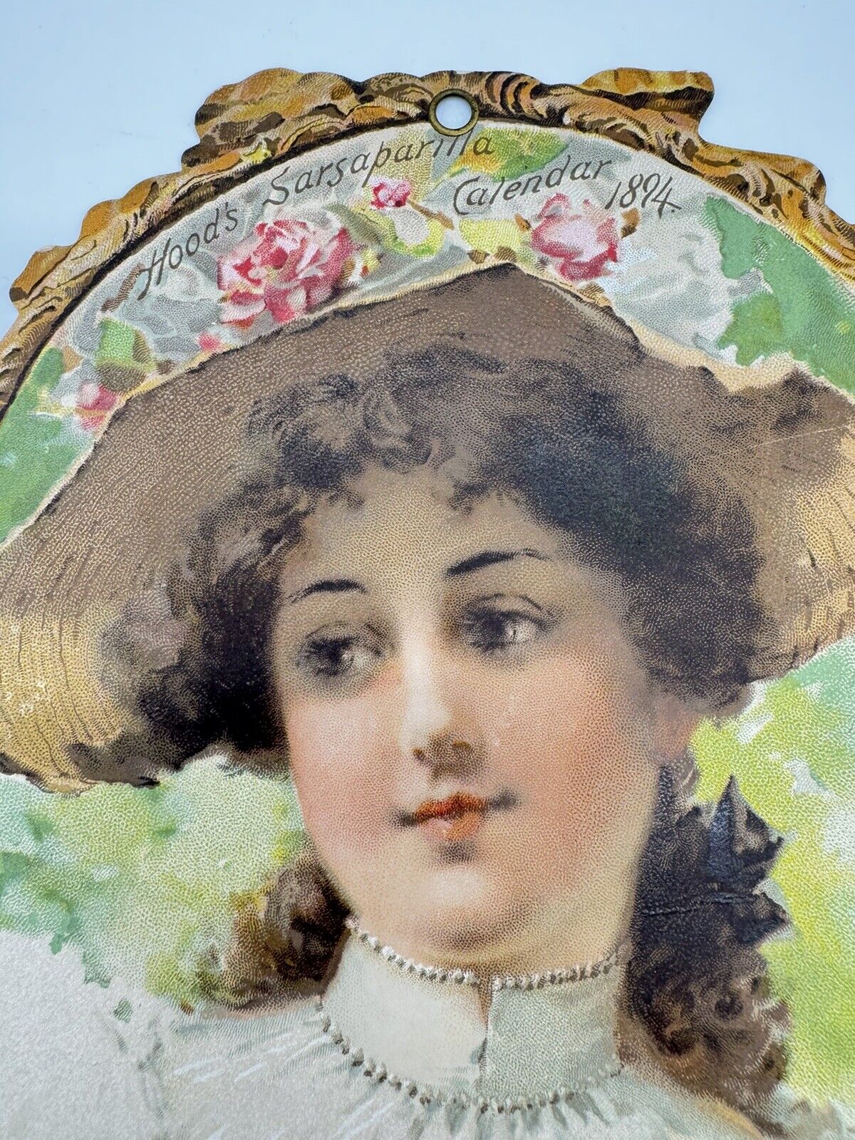 1894 Hood’s Sarsaparilla Calendar Victorian advertising Sweet Sixteen Girl AD