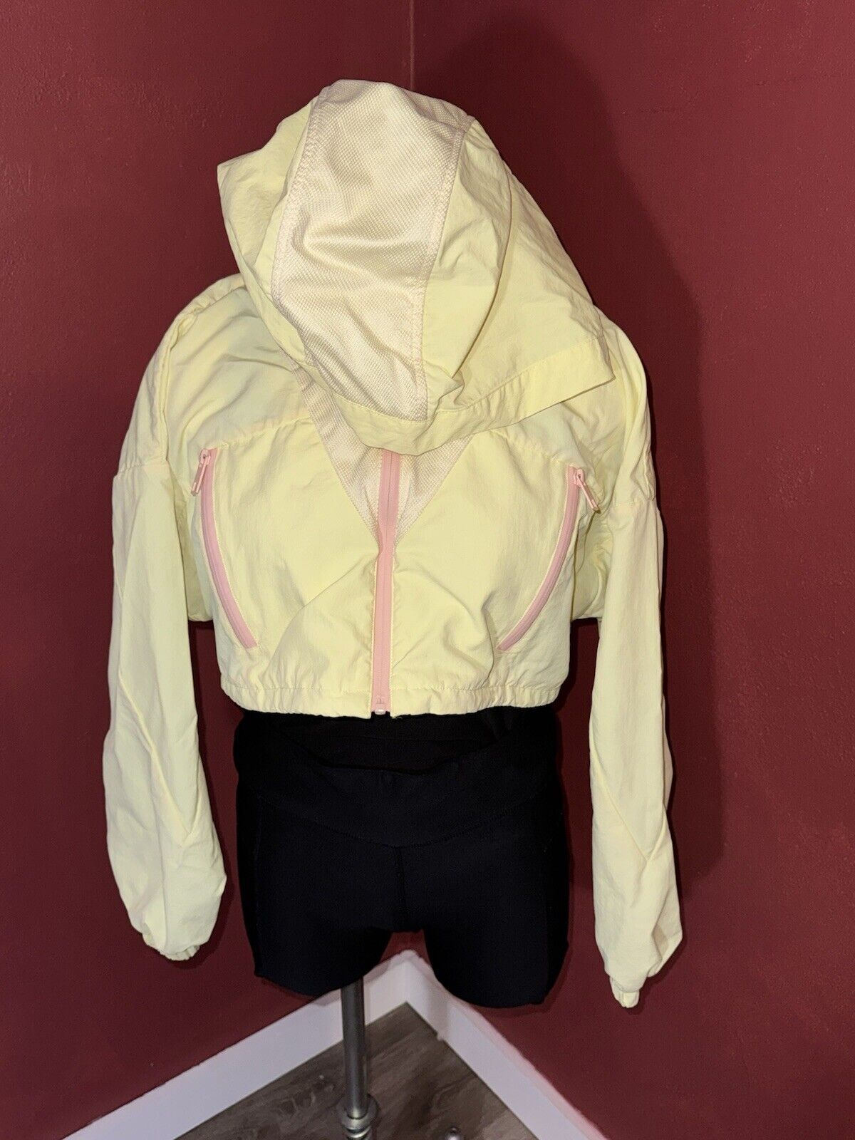 Zara Jacket Womens Sz L Yellow Windbreaker Cropped Colorful Neon Retro 90s WCLTH