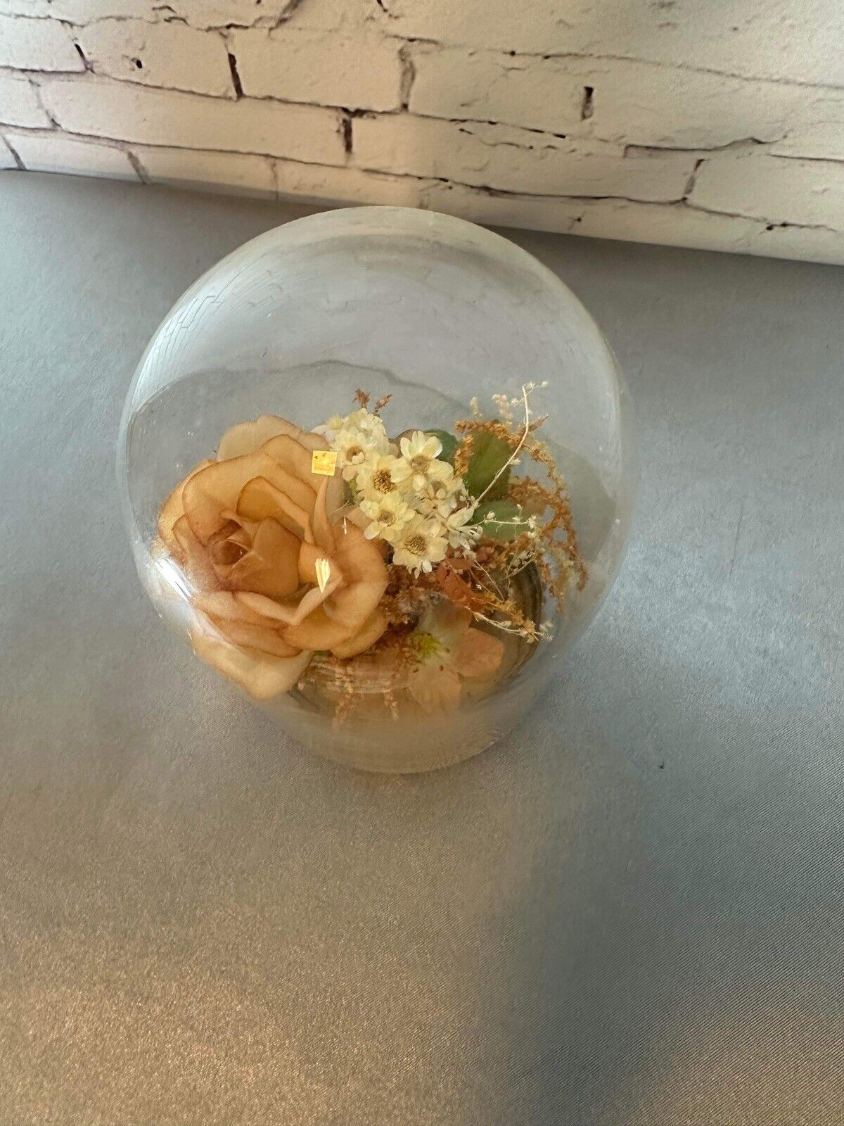 Vintage Floral Cloche Dome 5" Freeze Dried VHD