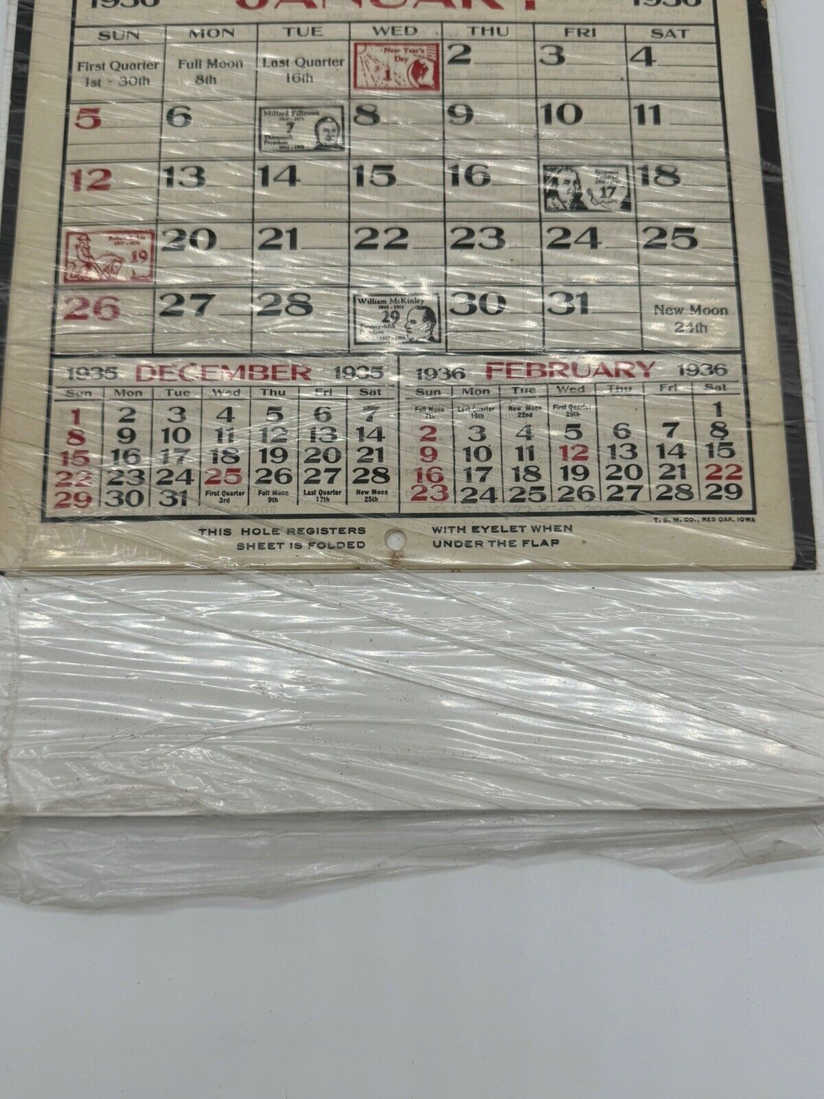 vintage PETERTYL FOOD SHOP 1936 Calander