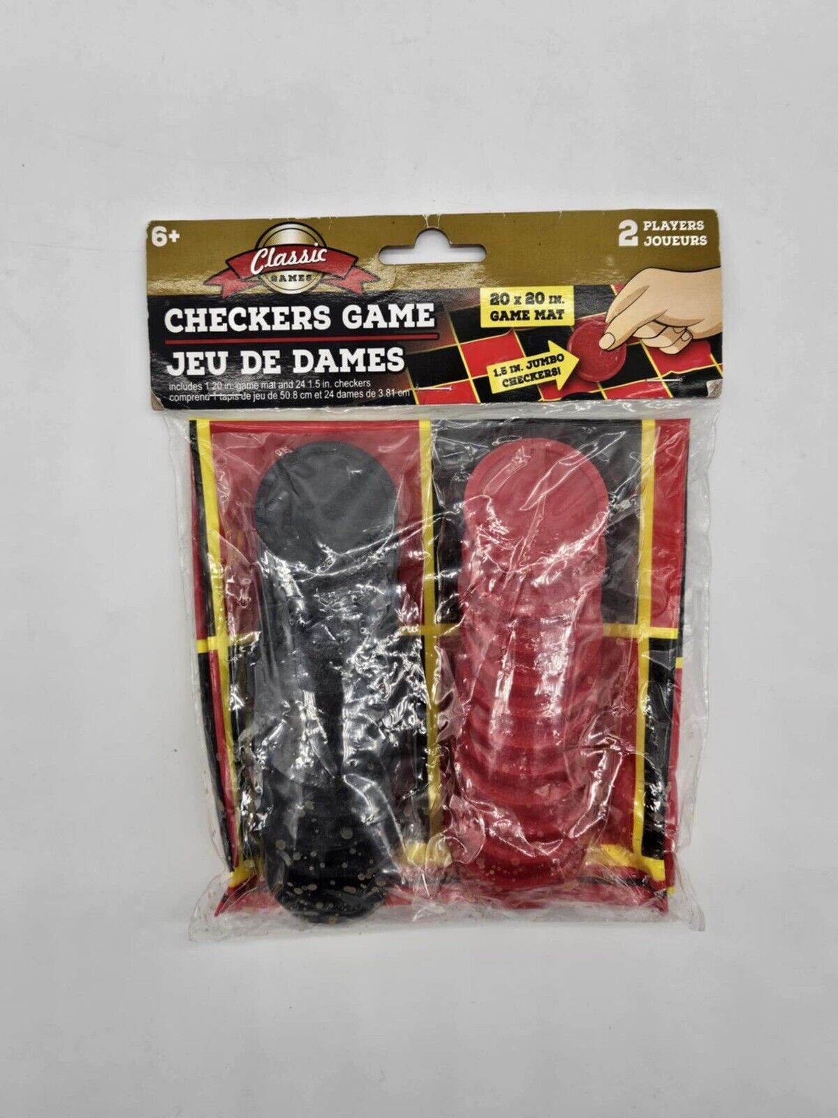 2 CLASSIC CHECKERS GAMES INCLUDES 1 BOARD 24 CHECKERS 20" SQUARE GAME MAT NIP