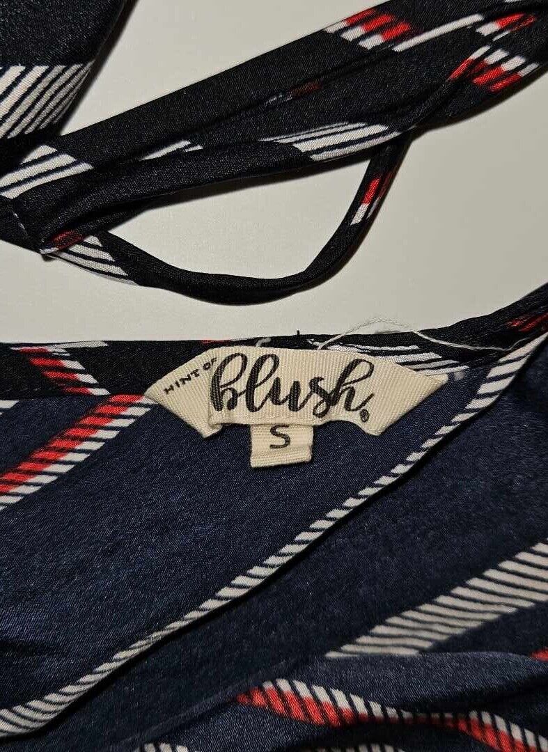 CUTE Blush Women's Navy Blue Striped Deep V Neck Jumpsuit ~ Sz S