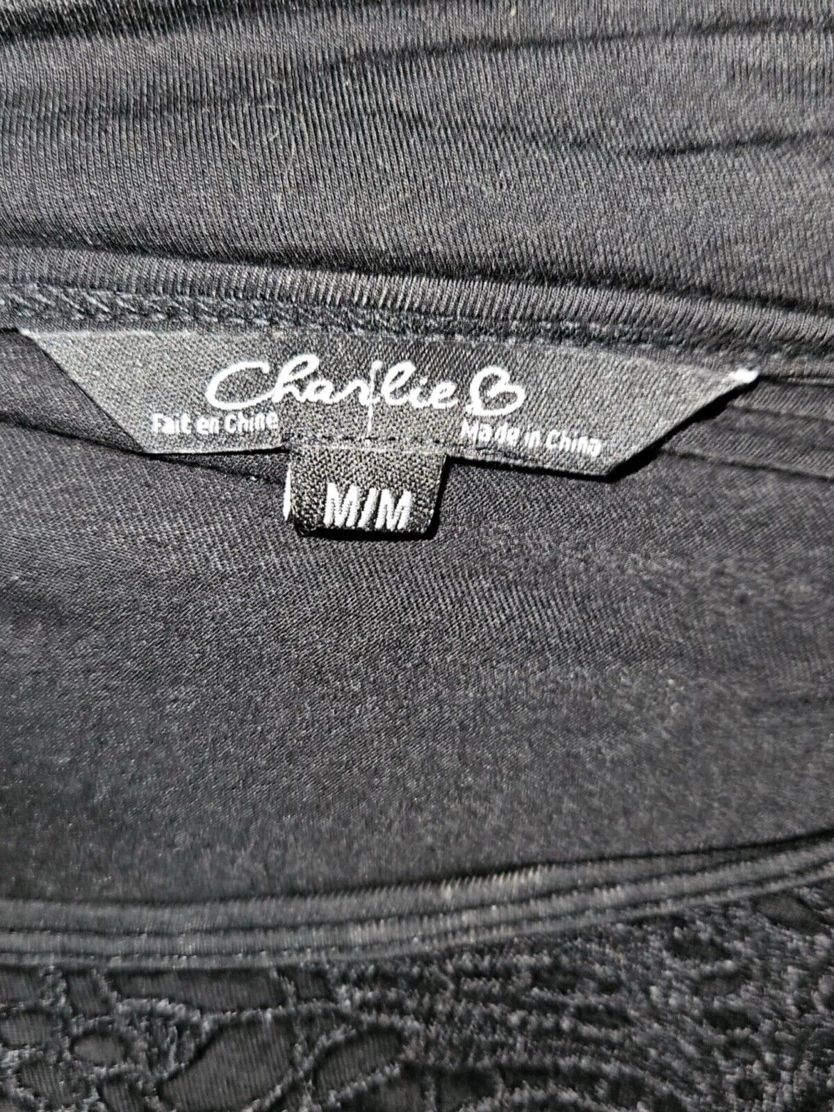 Charlie B Women's 100% Cotton Black Crochet Sleeveless Tank Top Size Medium