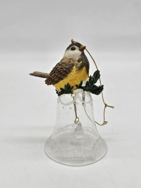 Vintage Porcelain Brown and Yellow Bird Glass Dinner Hand Bell