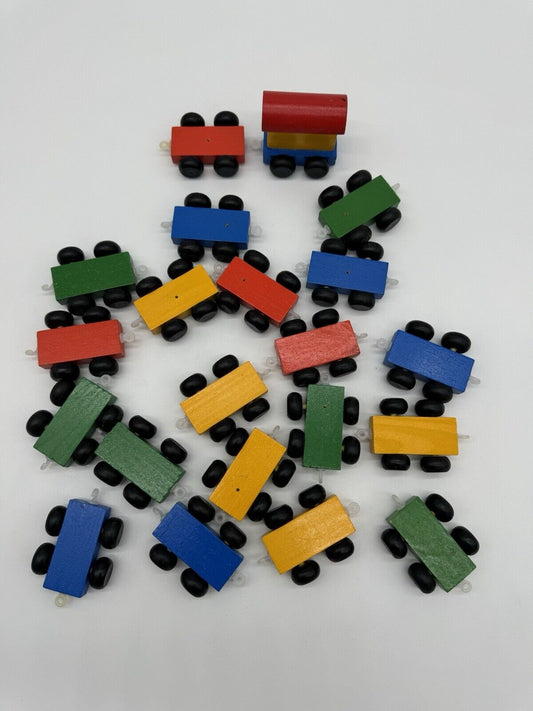 Wooden Train w/ Wheels & Caboose - Lot of 20
