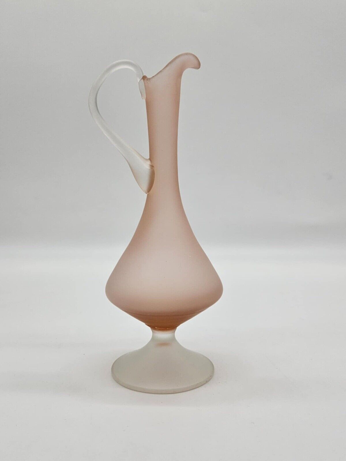 Vintage Pink Pastel Frosted Glass Vase Jug Mid Century Design Empoli VHD