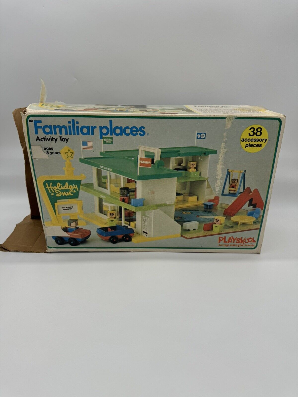 Vintage Playskool Holiday Inn Familiar Places Activity Toy Set 480 W/ BOX