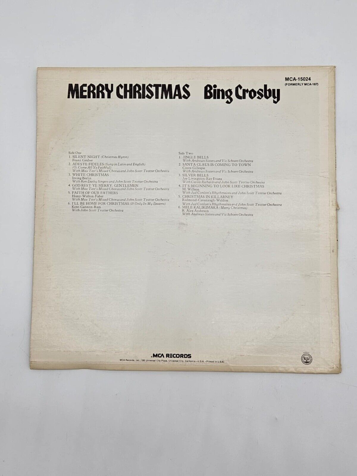 Bing Crosby Merry Christmas Bing LP MCA Records (MCA-15024) 1980 pressing