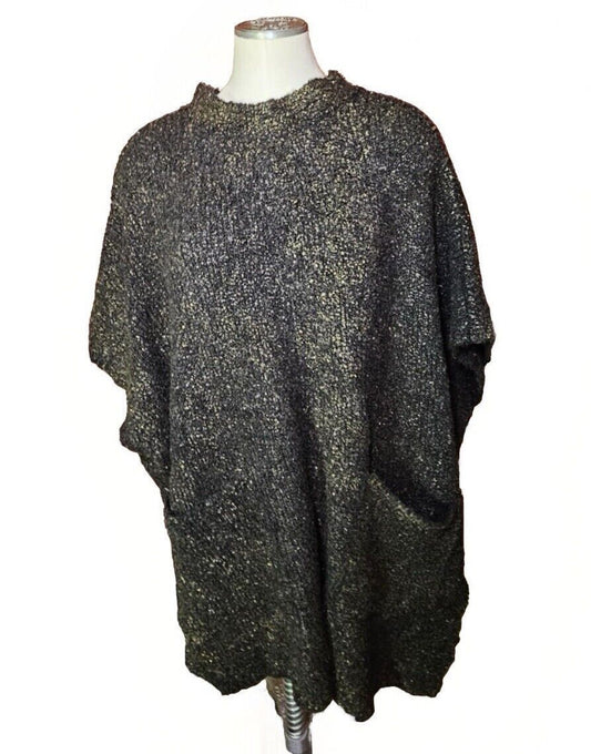 ALEMBIKA OVERSIZED THICK GRAY SWEATER PONCHO ~ Sz Small
