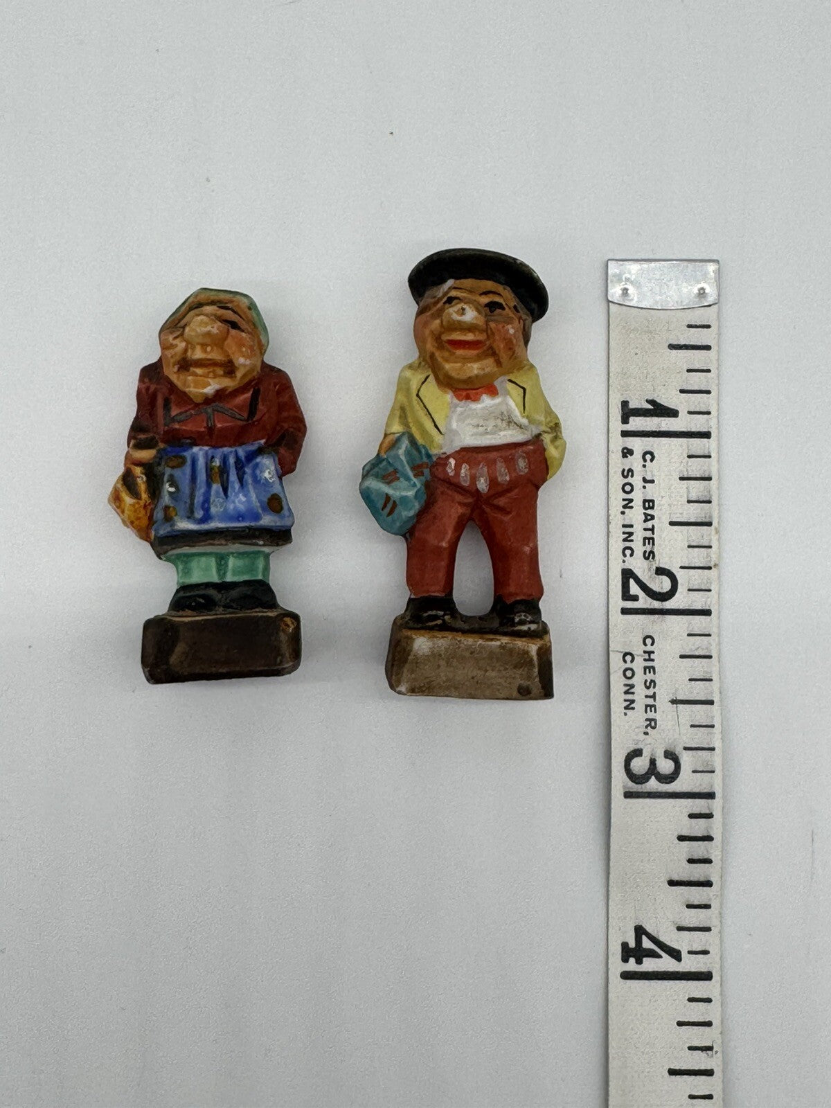 Vintage JAPAN Old Man Woman Figurine Gnome Mini 2 5/8" Folk Art Marked