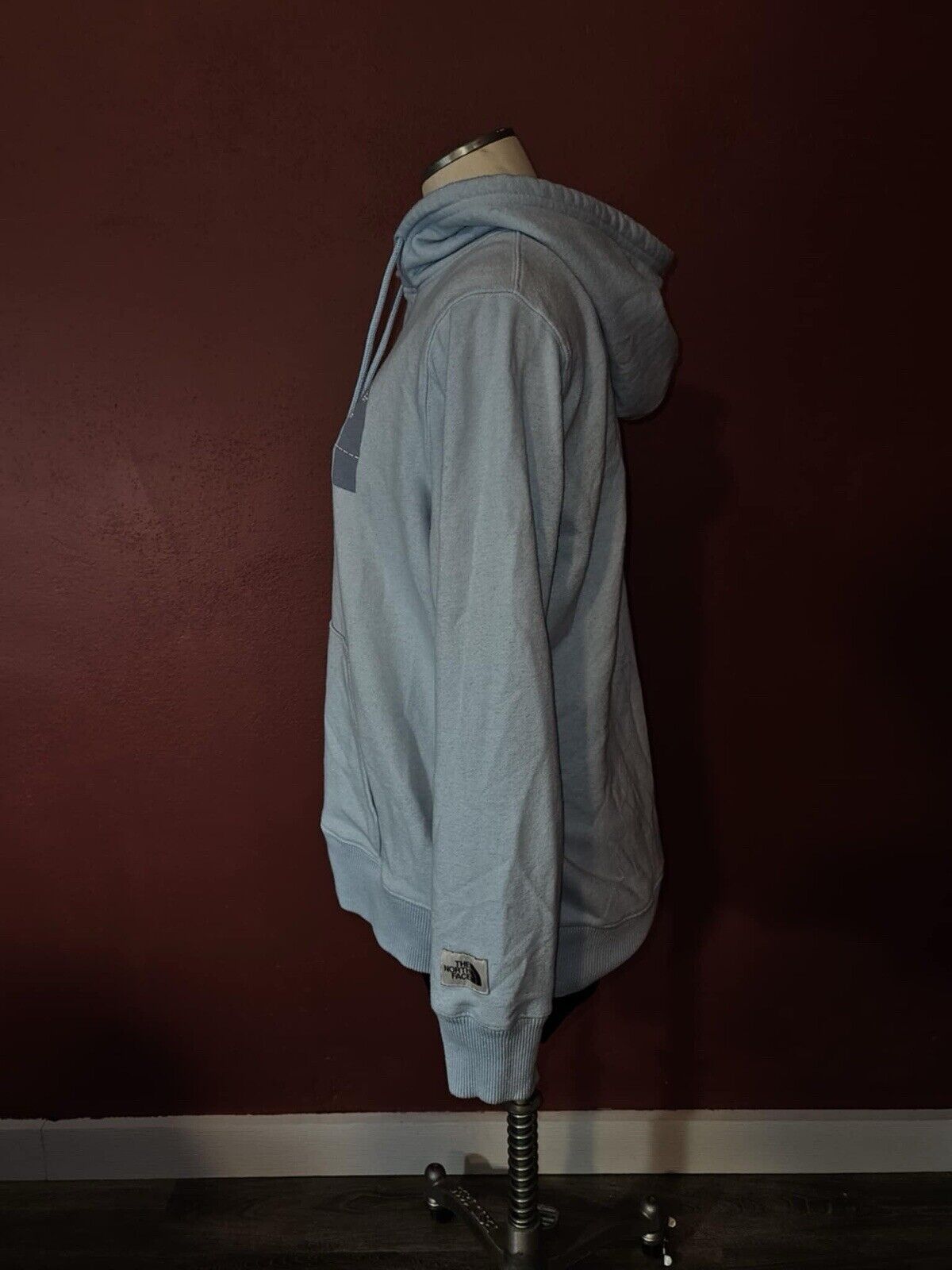 The North Face SpellOut Womens Hoodie Kangaroo Pocket Sz M Baby Blue