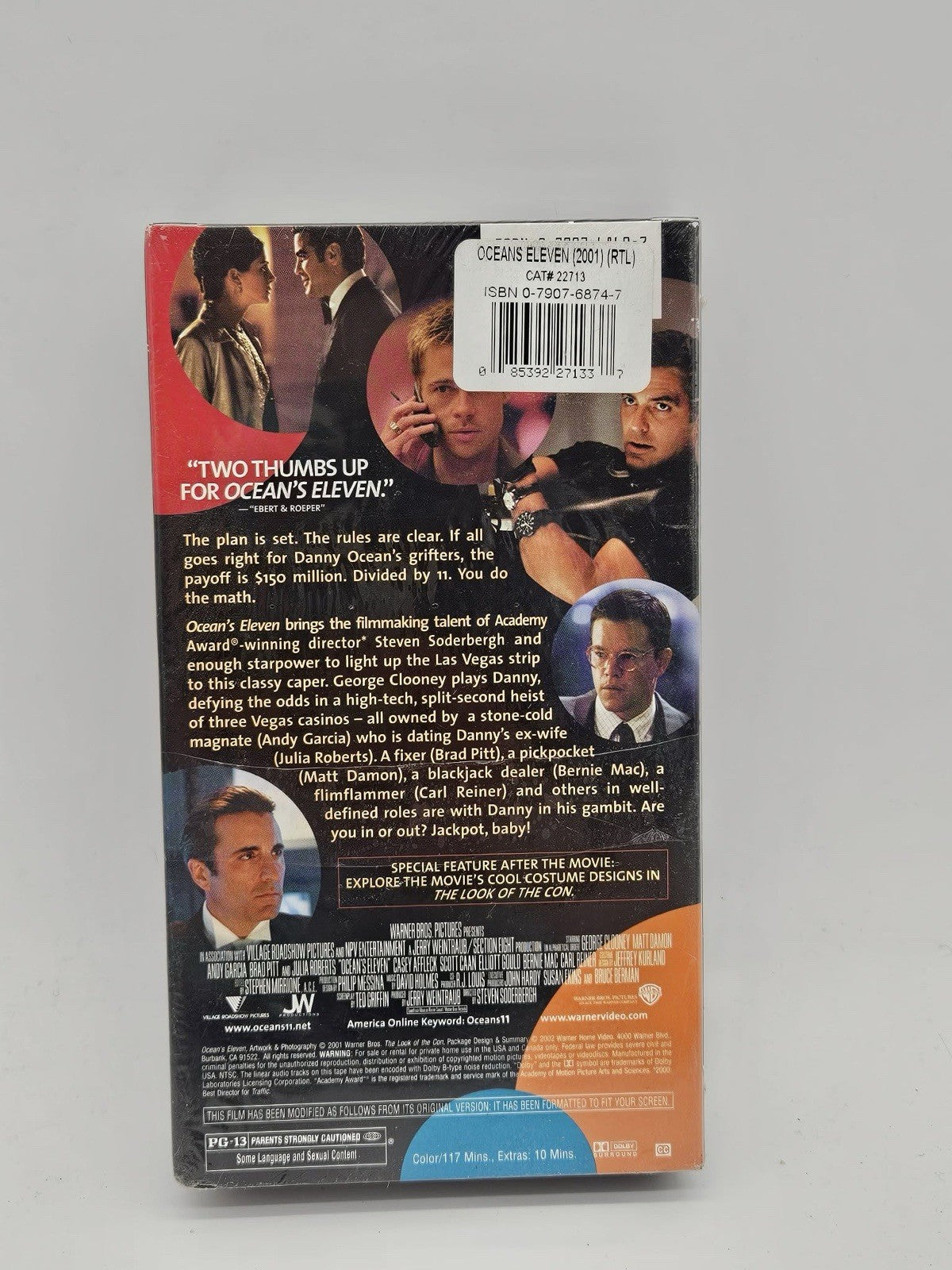Oceans Eleven VHS VCR Tape Julia Roberts Brad Pitt George Clooney Matt Damon NEW