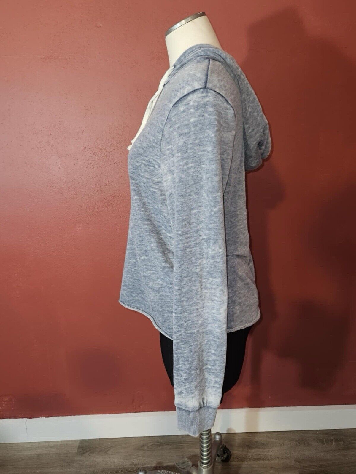 Alternative Apparel Blue Pigment Dyed Hoodie Rolled Hem Womens Small