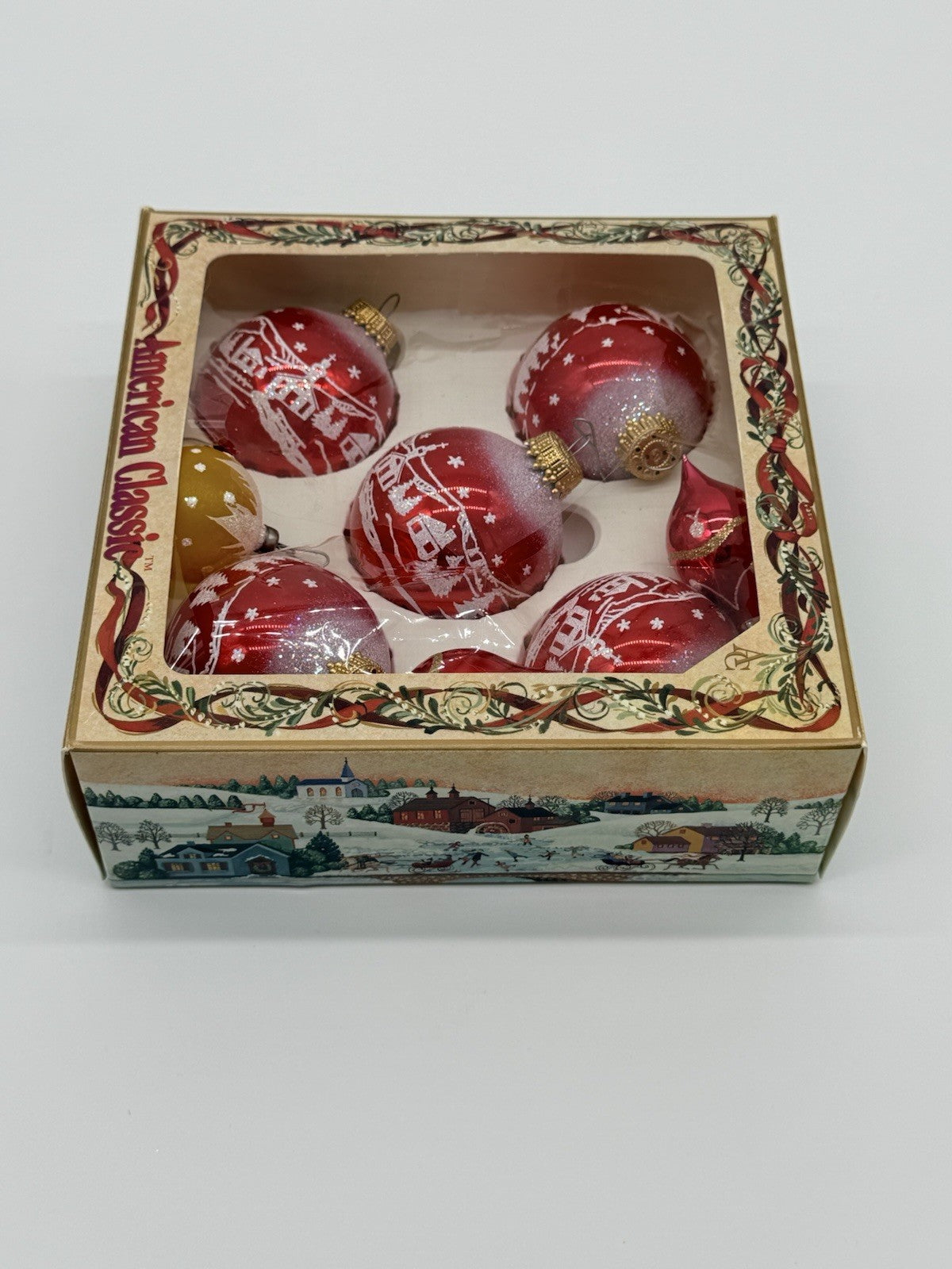 Set of "American Classic" Red Glass Christmas Vintage Ornaments - Kmart
