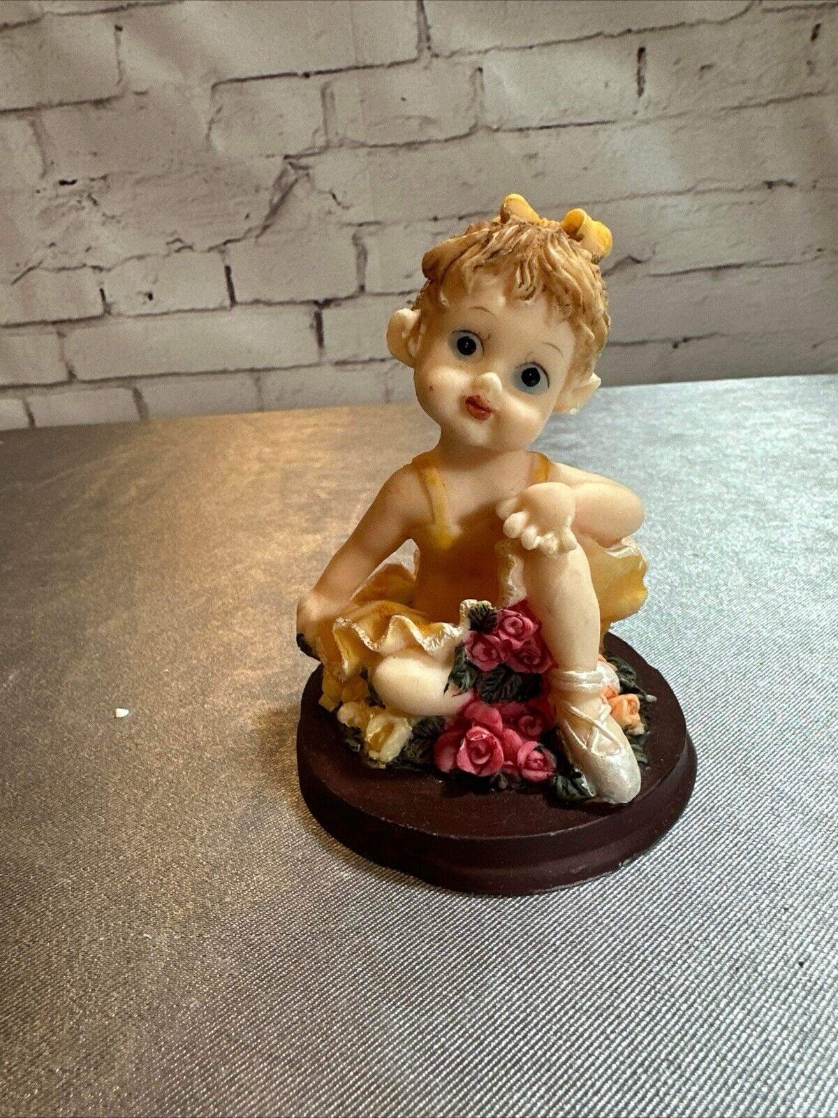 Vintage Sitting Child Ballerina With Roses Ceramic Figurine VFG