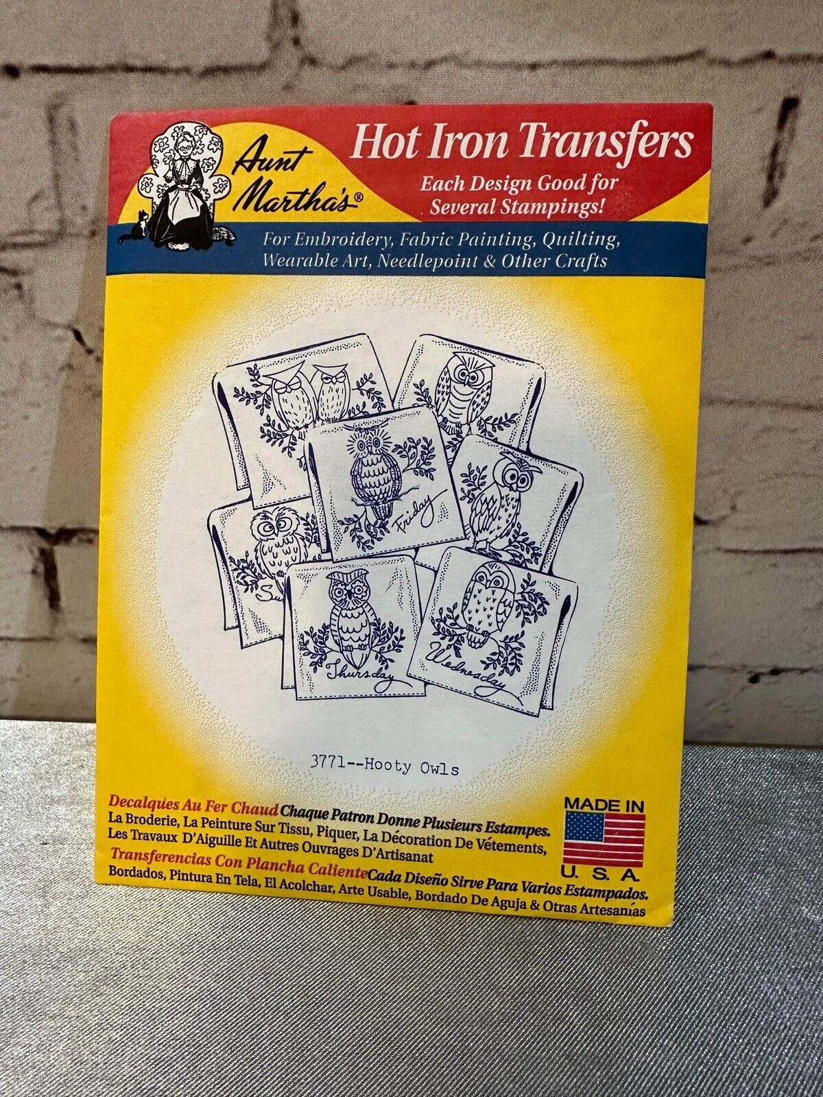 Aunt Martha's 3771 Hooty Owls Iron-on Transfers Unopened TNO QCC