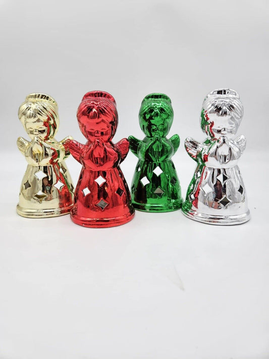 4 Vintage Multi color ANGEL Votive Tea Light Holders