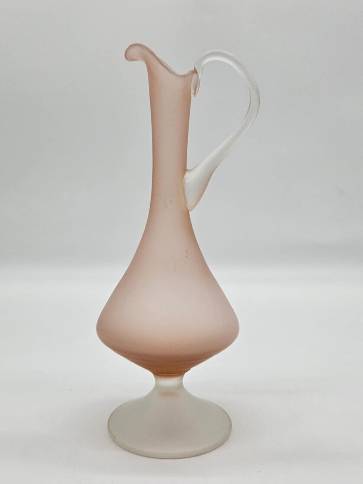 Vintage Pink Pastel Frosted Glass Vase Jug Mid Century Design Empoli VHD