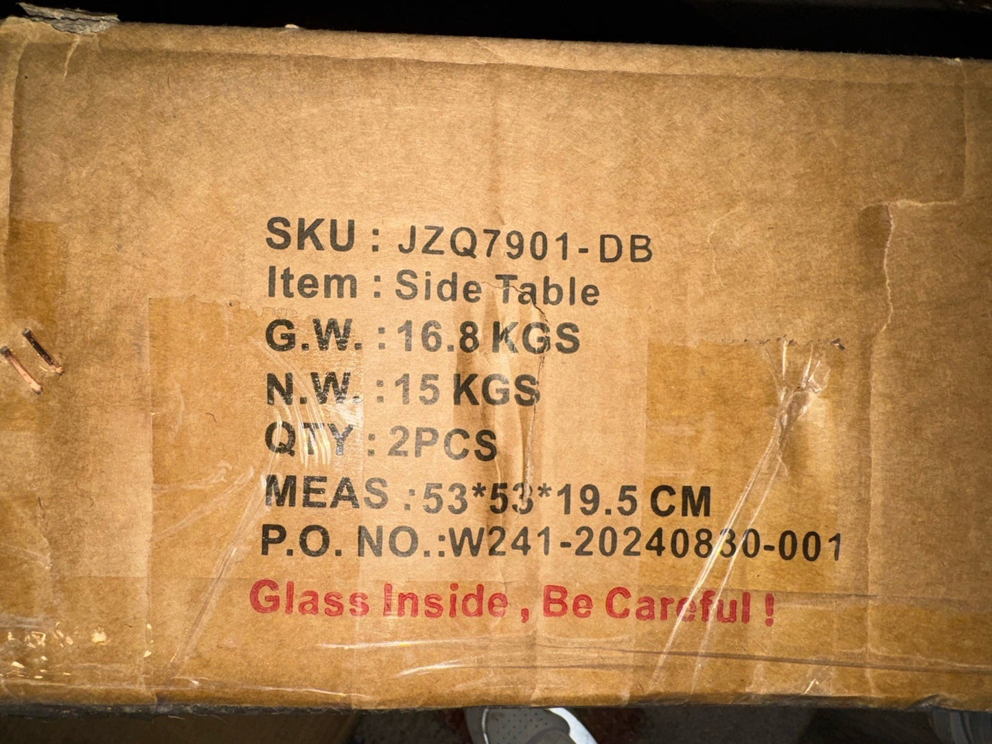 NIB Modern Tempered Glass Table Tea Table Square Table End Table