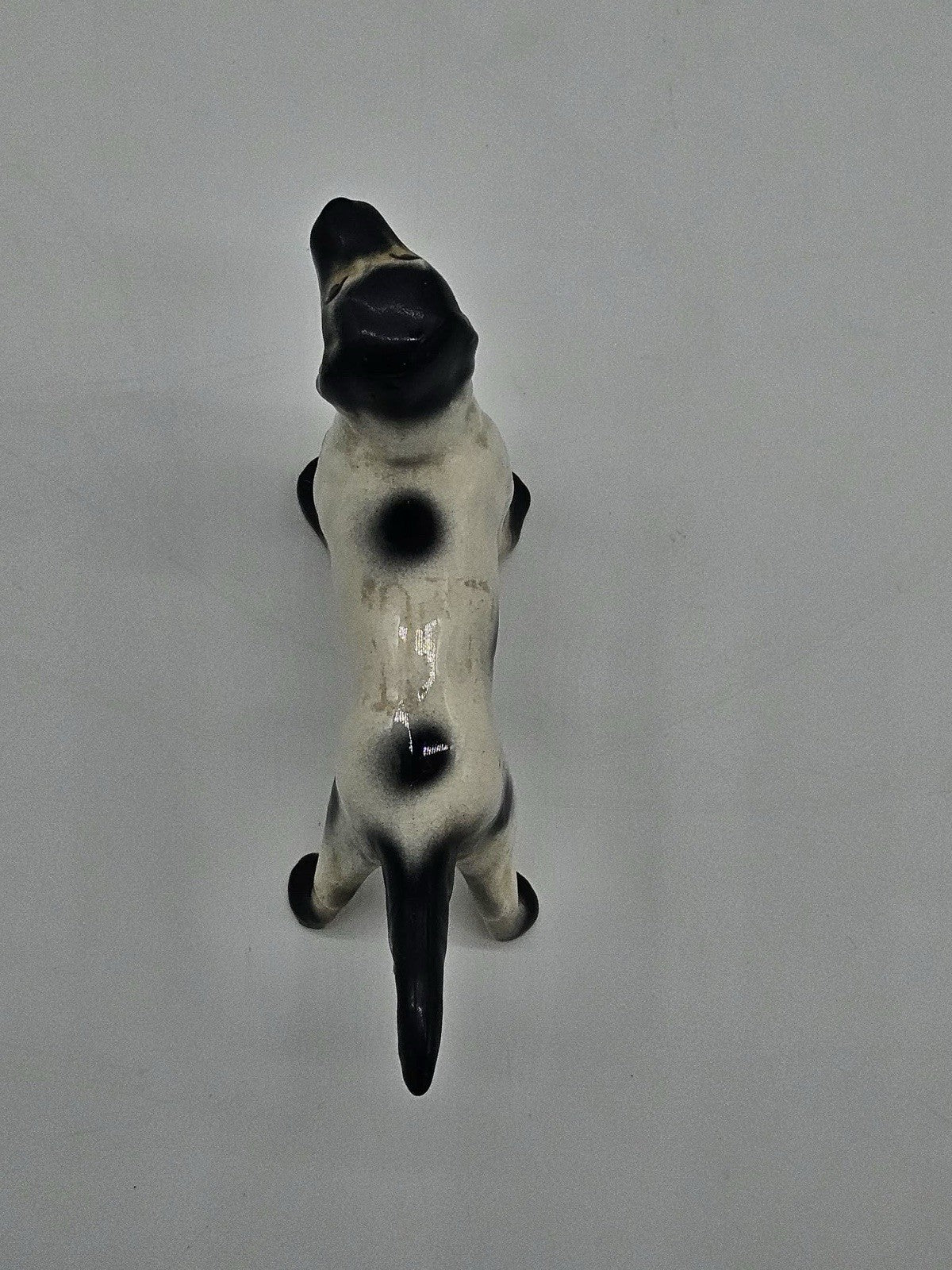 Vintage Ceramic Black White Pointer Dog Figurine