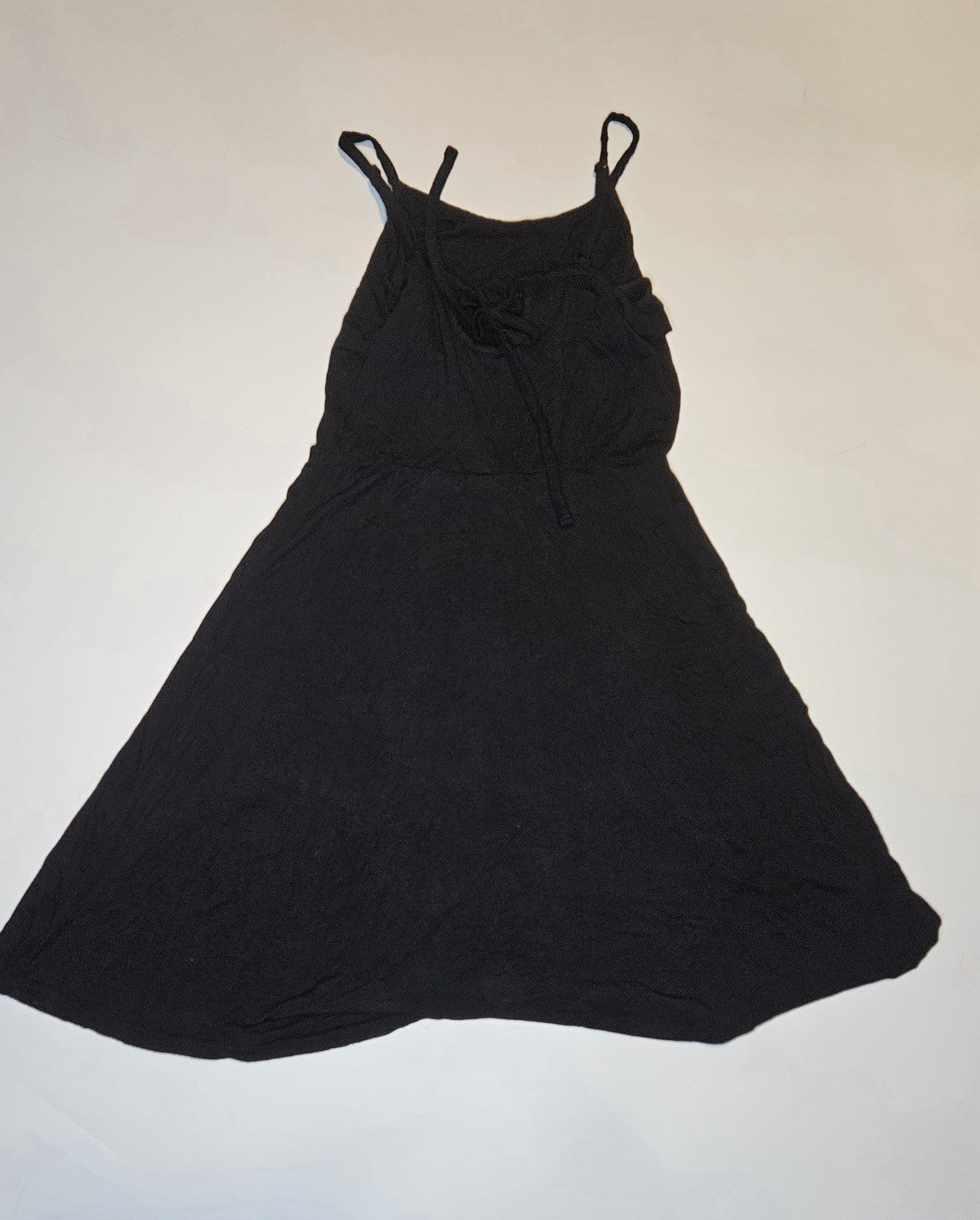 Black Strappy Fit & Flare Sundress Adjustable Spaghetti Straps Women’s
