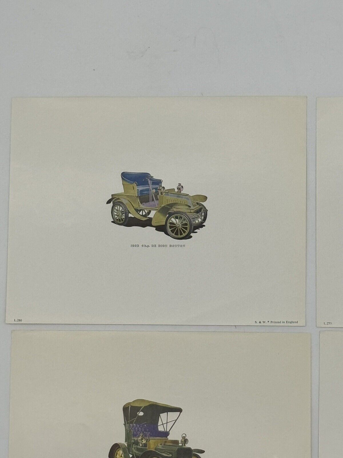 4 Vintage 1958 England Art Prints ~ Early 1900s Autos by Frederick Elmiger
