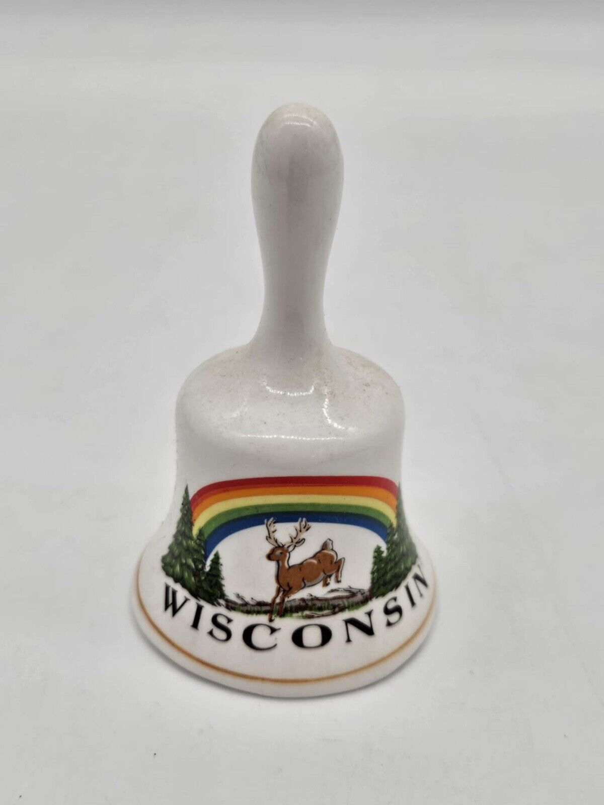 Vintage Wisconsin Souvenir Rainbow Deer Bell