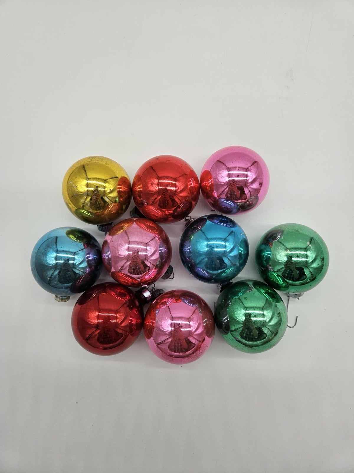 Vintage Mixed Lot of 10 Mercury Glass Christmas Ornaments Purple Red Green