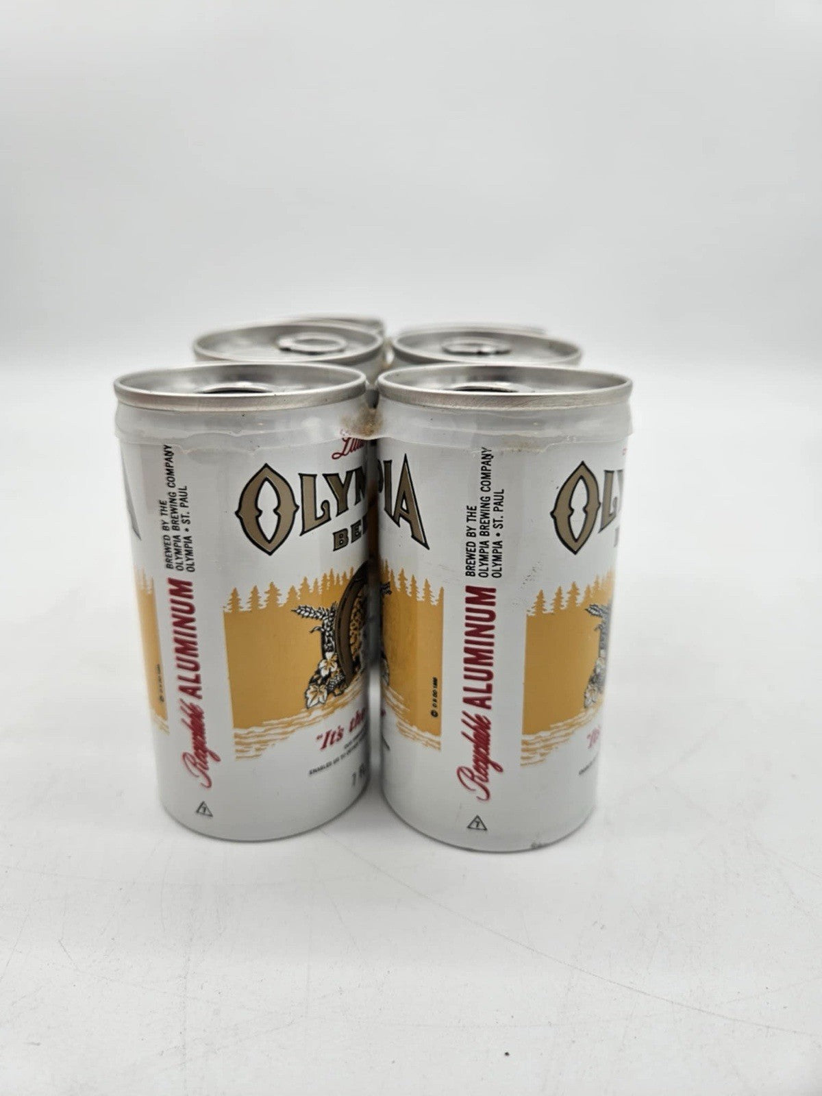 6 Pack Vintage Used OLYMPIA BEER & Gold Beer Can (empty beer can)