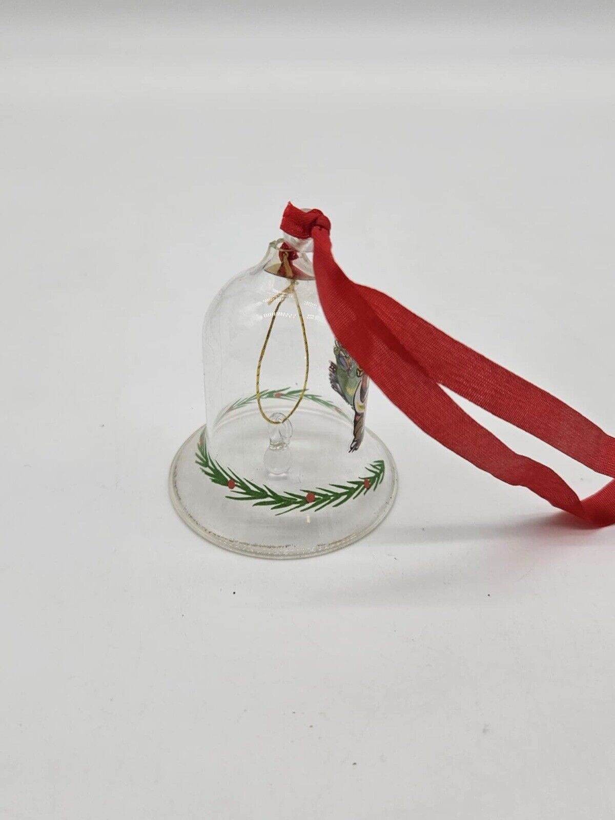 Vintage Santa Small Clear Glass Bell Christmas Ornaments