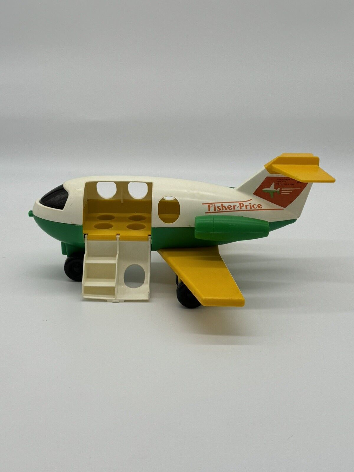 B. Vintage Fisher Price Little People Jet Plane Green Yellow Model #182  (1980)