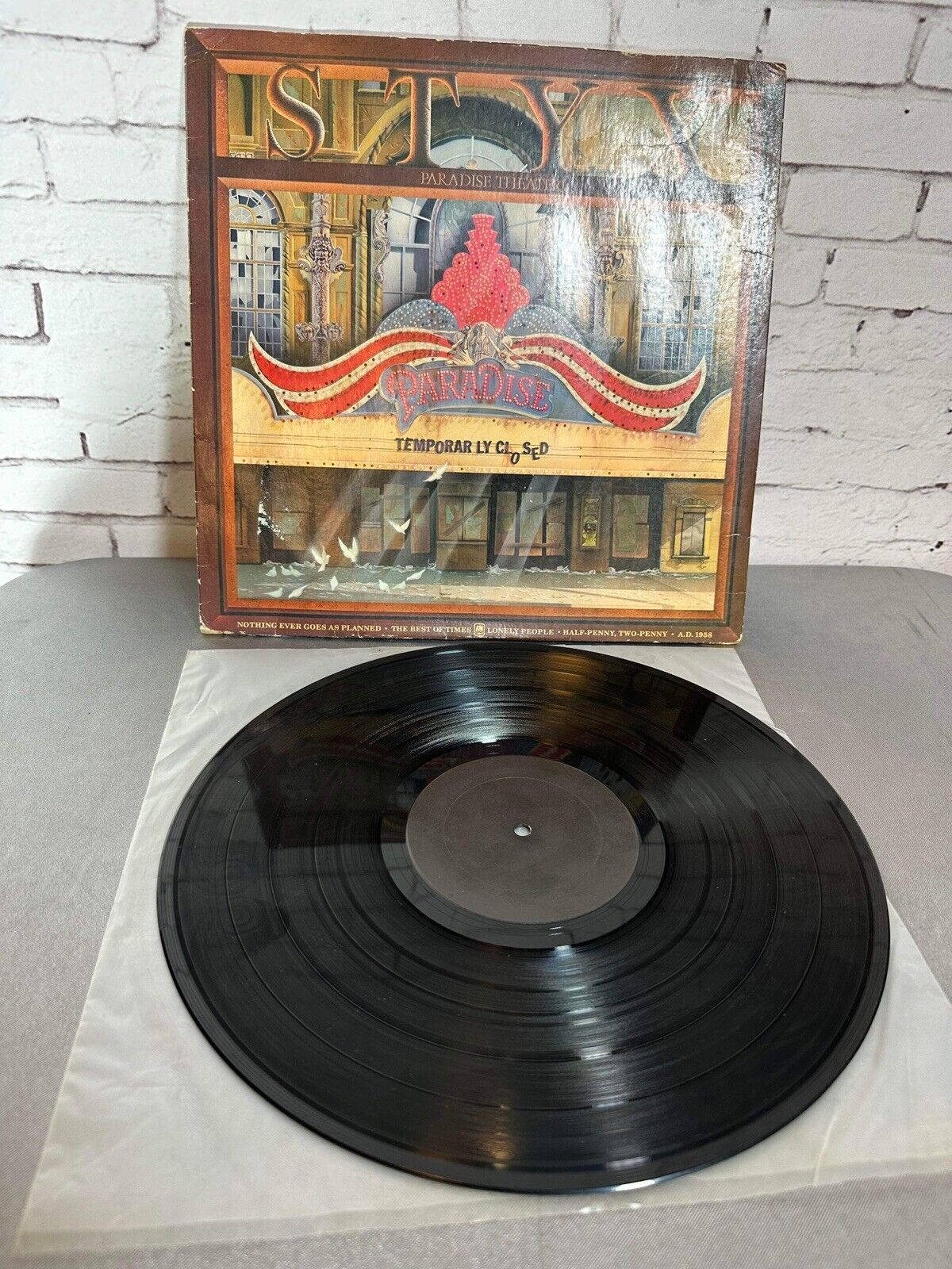 STYX PARADISE THEATER VINYL RECORD LP LASER ETCHED DISC